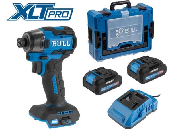 Ударный гайковерт/винтоверт BULL CID 2218 Xcase, XLTpro, SET, БЕСЩЕТ., 18 В, 220 Н*м, 2х4 А*ч(LED 360°, 8 режимов работы, память режима, защита от перегрузки/перегрева)
