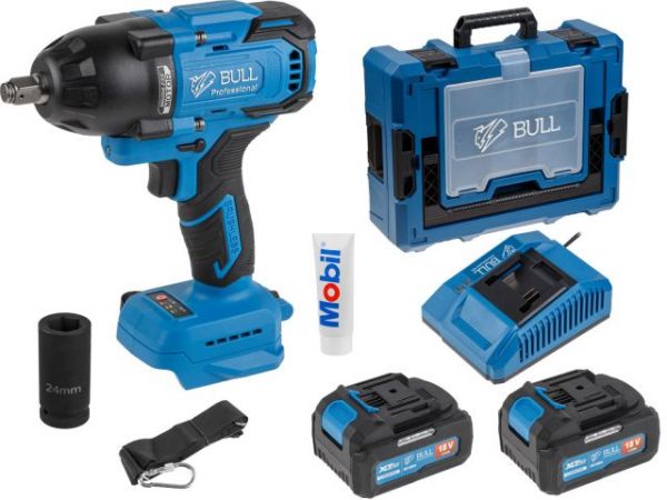 Ударный гайковерт BULL SC 1807 Xcase, XLTpro, БЕСЩЕТ., 18 В, 750 Н*м, 1/2', 2х4 А*ч, з/у 4 А(вес 2,24 кг)