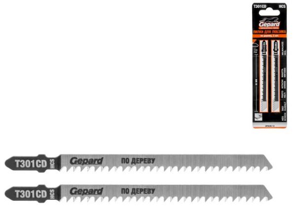 Пилка лобз. по дереву T301CD (2 шт.) GEPARD(пропил прямой, тонкий, аккуратный и чистый рез)