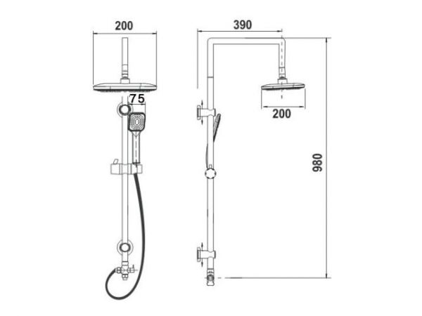 Душевая стойка, черн., AV Engineering(Смеситель приобретается отдельно.)