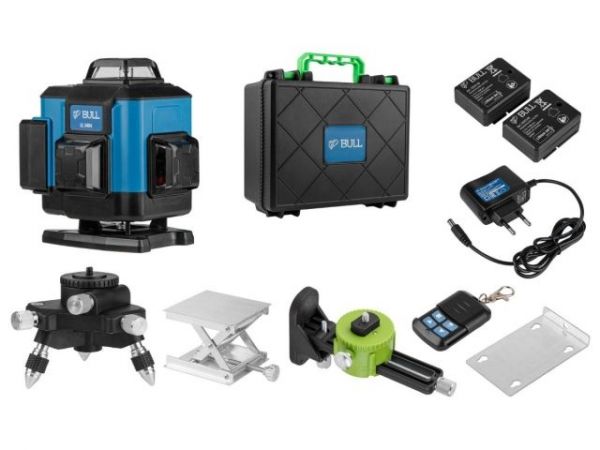 Нивелир лазерный BULL LL 3404 в чем. + аксессуары 4х360°, до 60 м, +/- 0.3 мм/м, зеленый(резьба 1/4')
