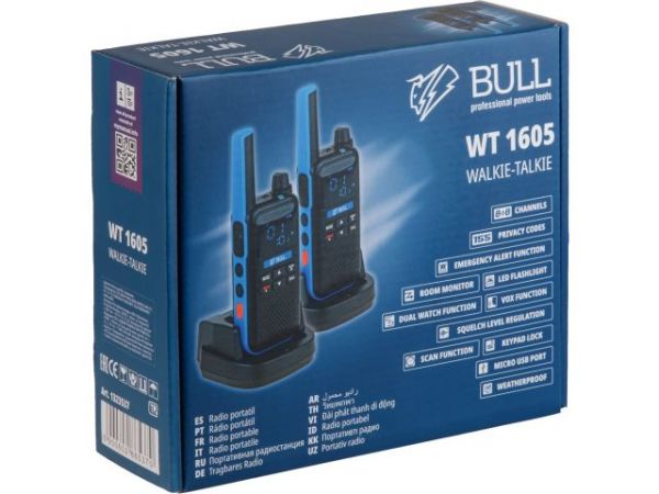 Портативная радиостанция BULL WT 1605 в кор. (комплект 2 шт.)(PMR (446 МГц), 0,5 Вт, 12,5 кГц, до 27 часов, 120 г)
