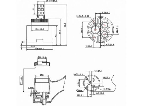 Картридж D40 для смесителя, тип A-S, AV Engineering(Переключение ступенчатое)