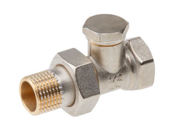 Кран вентильный прямой 1/2' вн.-нар. для радиатора, AV Engineering(Латунь, макс.  16 бар, макс.  110 °С, Обратка)