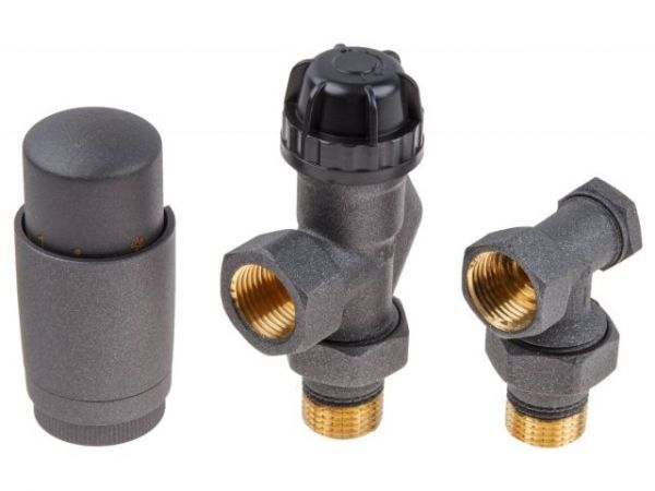 Комплект кранов осевой 1/2' для радиатора Серый, AV Engineering (инд. упак.)(M30x1.5)