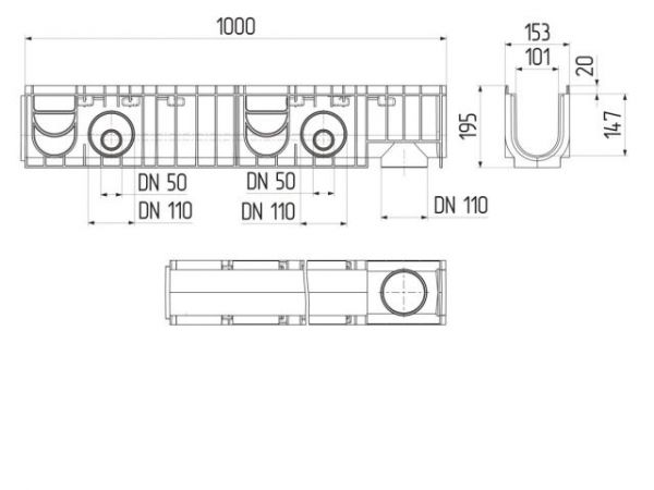 Лоток MEDIUM 100.175 h195 пластиковый, Ecoteck, РБ