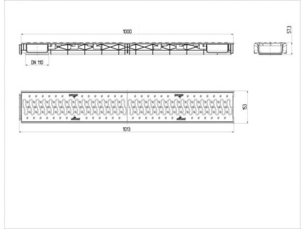 Лоток LITE 100 h56 с решеткой пластиковой, кл. А15 (черный), Ecoteck, РБ