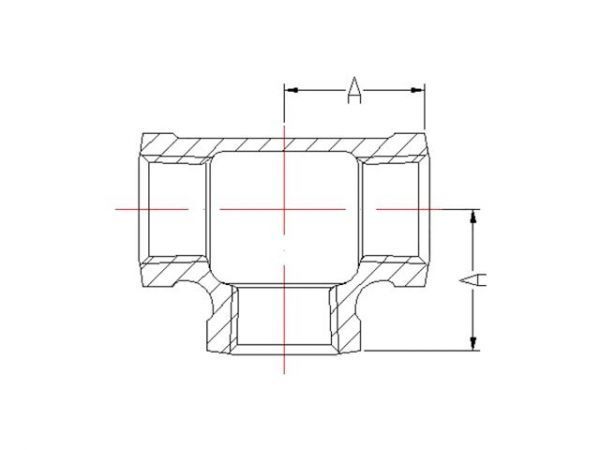 Тройник 1/2' чугун оцинк., (2 шт. инд. упак.),  AV Engineering