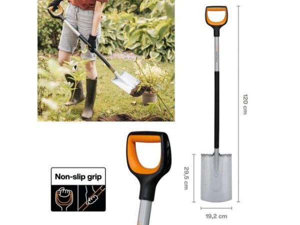 Лопата штыковая с закругленным лезвием Xact FISKARS(серая)