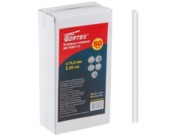 Клеевые стержни Wortex GS 1120-1 U  (PVC универсальный, 11,2*200мм, 50шт, коробка)(PVC универсальный)