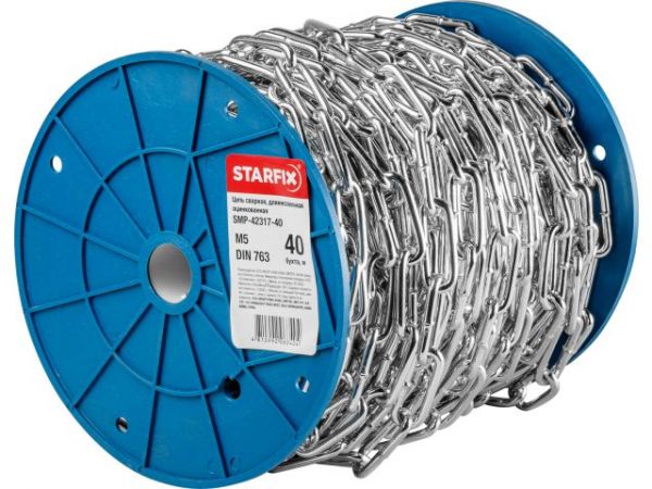Цепь сварная длиннозвенная, оцинк. М5 DIN 763 (бухта 40 м) STARFIX