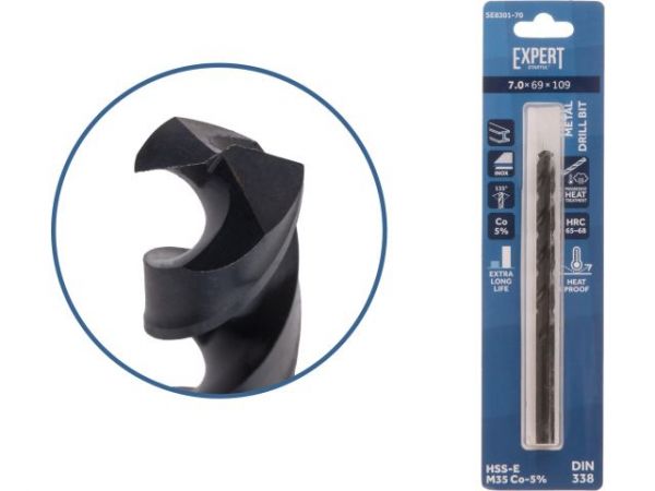 Сверло по металлу ц/х 7.0х69х109 мм HSS-Co Black EXPERT STARTUL(кобальт 5%)