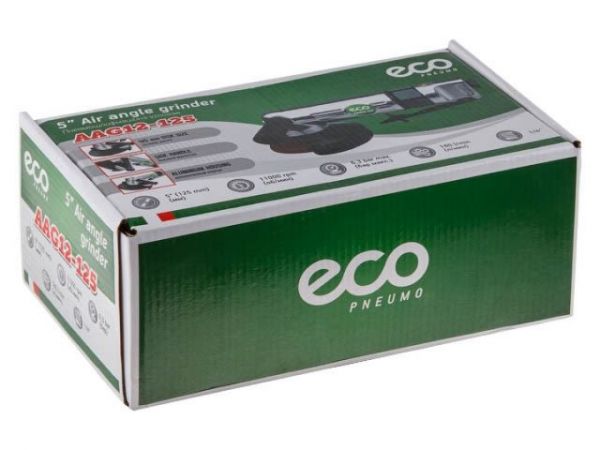 Пневмошлифмашина угловая ECO AAG12-125(125 мм / 5'; 11000 об/мин; 180 л/мин; бонус: зачистной диск 1 шт)