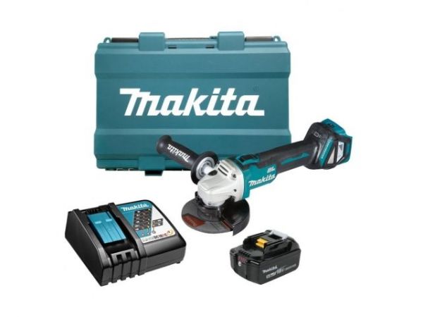 Углошлифмашина MAKITA LXT DGA 511 RT кейс MakPac 2(18.0 В, 1 акк., 5.0 А/ч, Li-Ion, диск 125х22.2 мм, вибро)