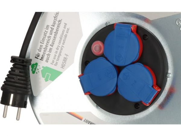 Удлинитель на катушке 50м (3 роз., 3.3кВт, метал. катушка, резин. кабель, с/з) Brennenstuhl Garant(3,3кВт; 3х1,5мм2; степень защиты: IP44)