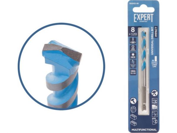 Сверло универсальное  8x120 мм MultiFunctional EXPERT STARTUL(победитовое, по мультиматериалам)