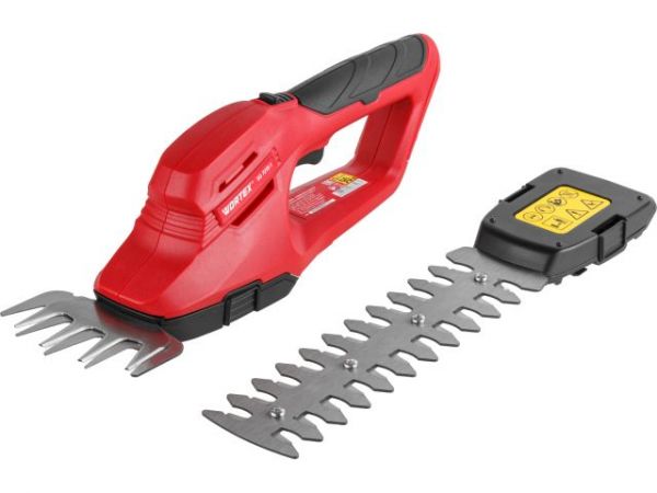 Аккум. ножницы садовые WORTEX SG 7215-1 в кор. + насадка-кусторез(7.2 В, 1 акк., 2.0 А/ч, Li-Ion, шир. 100 мм (для травы), длина 200 мм (кусторез))