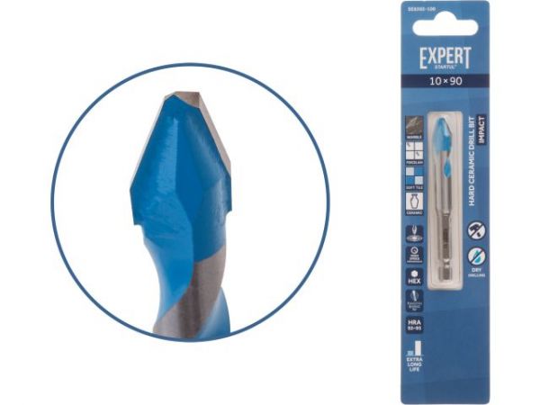 Сверло по керамограниту 10x90 мм EXPERT STARTUL(сухое сверление)