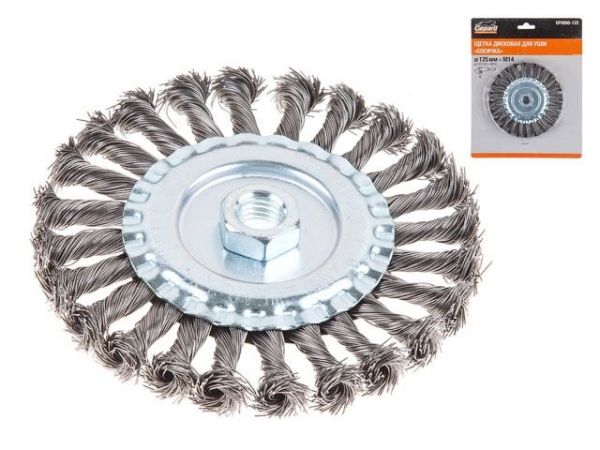 Щетка дисковая косич.125мм/M14 GEPARD (GP0890-125)(плоская, для УШМ, в блистере)