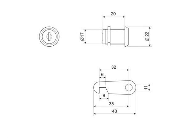 Замок врезной СТАНДАРТ почтовый ЗП20мм В СБОРЕ