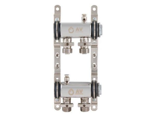 Коллекторная группа AVE134, 2 вых. AV Engineering(Для отопления (радиаторы) и водоснабжения. Не для теплого пола)