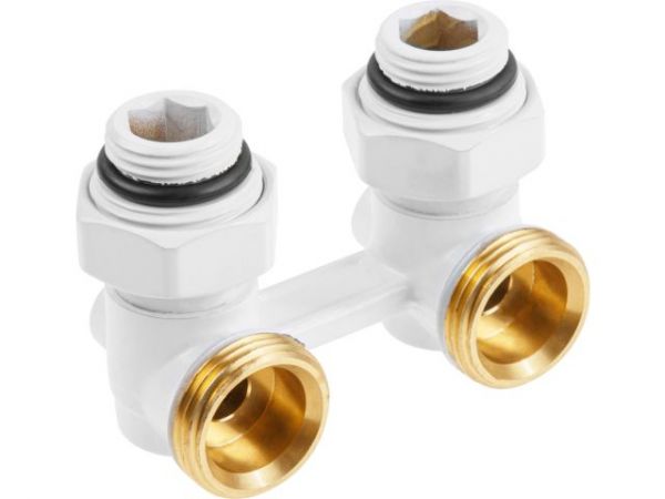 Клапан угловой шаровый 3/4' нар. для радиатора (мультифлекс), Белый, AV Engineering (инд. упак.)(для нижнего подключения радиаторов)