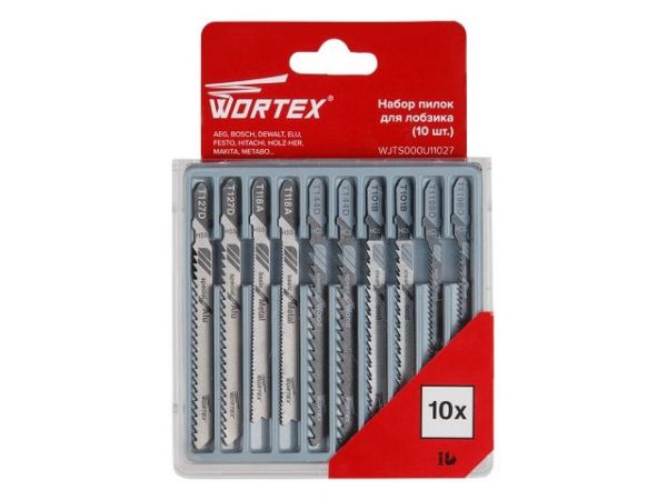 Набор пилок для лобзика универсальный 10 шт. WORTEX(2 шт каждой: T118A, T119BO, T144D, T101B, T127D)