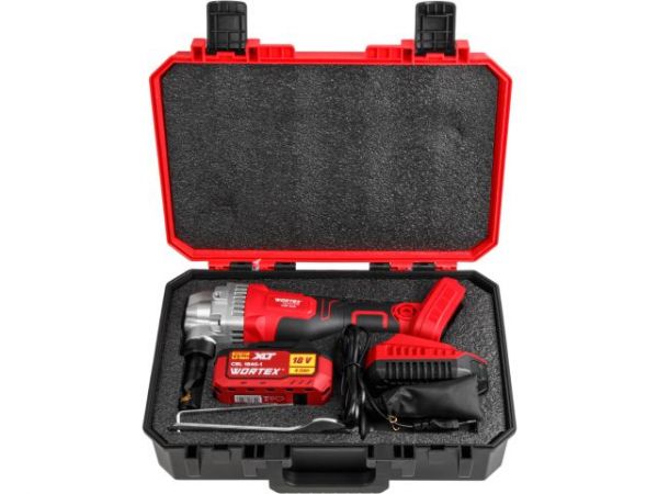 Ножницы высечные WORTEX CNB 1825 XLT SET БЕСЩЕТ., 18 В, 900-2000 ход/мин, до 2,5 мм, 1х4 А*ч(сталь до 1.8 мм, 1.7 кг)