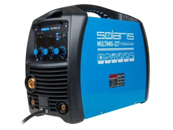 Полуавтомат сварочный Solaris MULTIMIG-227(230В; MIG/FLUX/MMA/TIG; евроразъем; горелка 3 м; смена полярности; 2T/4T/Spot)