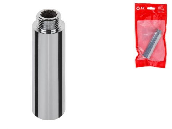 Удлинитель 1/2' вн.-нар. х 80 мм усиленный ХРОМ, AV Engineering (инд. упак.)(Латунь, макс.  16 бар, макс.  110 °С)