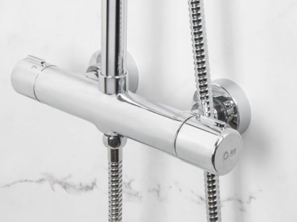 Душевая термостатическая система (Lt), серия THS хром, AV Engineering(Излива нет, лейка и шланг в комплекте)