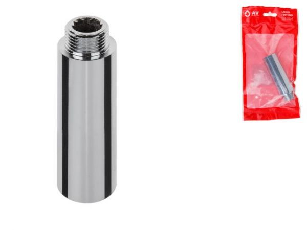 Удлинитель 1/2' вн.-нар. х 70 мм усиленный ХРОМ, AV Engineering (инд. упак.)(Латунь, макс.  16 бар, макс.  110 °С)