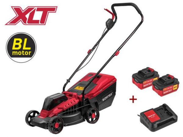 Газонокосилка аккумуляторная WORTEX CLM 3336 ALL1 XLT SET БЕСЩЁТ.ДВИГ., 18В+18В, 2акб, 4Ач, шир.3(выс. 30-75 мм, травосборник 30 л)