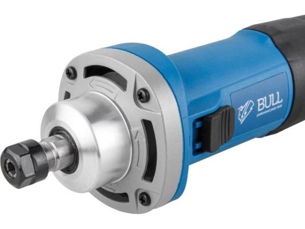 Прямая шлифмашина BULL EDG 6528 E в кор. 670 Вт, 8000-30000 об/мин, цанги 6 и 8 мм(Плавный пуск, рег. об., константная электроника, подшипники NSK, автоотстрел щет., защ. от перегруз.)