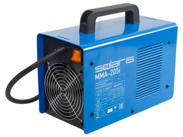 Инвертор сварочный SOLARIS MMA-205i(230В; 10-200 А; 85В; электроды диам. 1.6-4.0 мм; вес 5.1 кг)