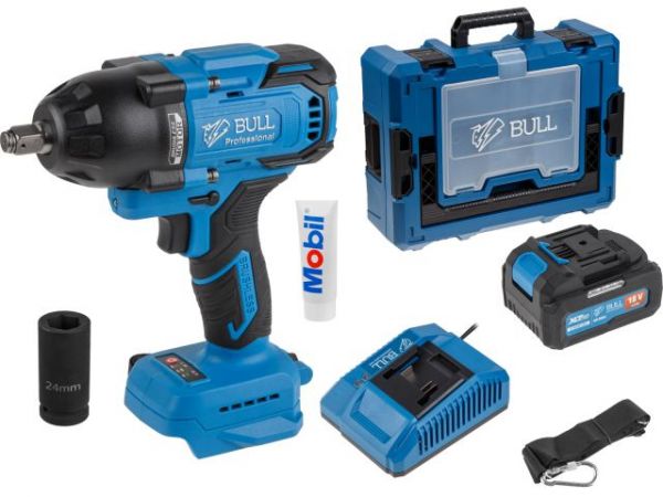 Ударный гайковерт BULL SC 1807 Xcase, XLTpro, БЕСЩЕТ., 18 В, 750 Н*м, 1/2', 1х4 А*ч, з/у 4 А(вес 2,24 кг)