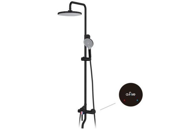 Душевая система (Lt) D35, серия Lotus черный, a-five(На стену, Короткий излив, Троп. душ: вынос 351  мм, диаметр; 200 мм.)
