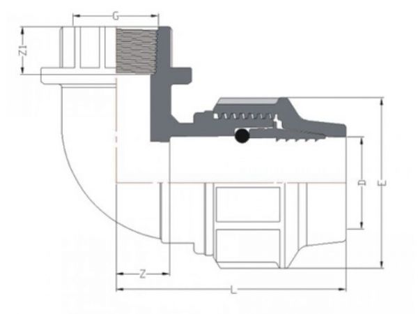 Колено ПЭ 25 х 1/2' вн., AV Engineering(Полипропилен, макс.  16 бар, макс.  40 °С)