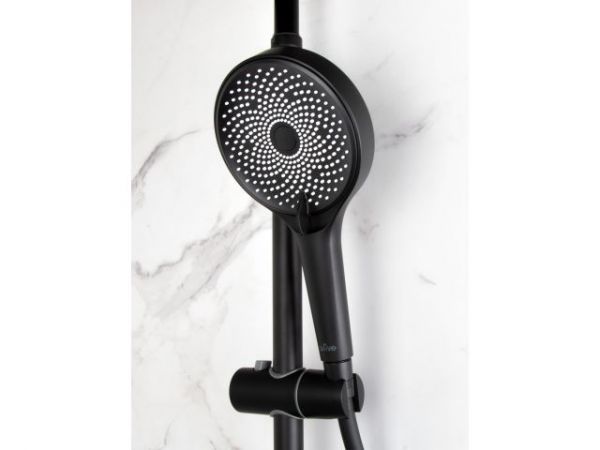 Душевая система (Lt) D35, серия Lotus черный, a-five(На стену, Короткий излив, Троп. душ: вынос 351  мм, диаметр; 200 мм.)