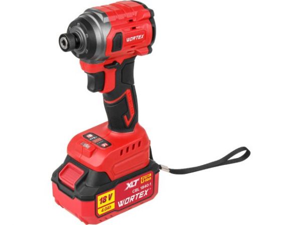 Ударный гайковерт/винтоверт WORTEX CWR 0218 в чем. XLT 1x4 А*ч, БЕСЩЕТ., 18 В, 220 Н*м(внутр. шестигр. 1/4', вес 0,92 кг)