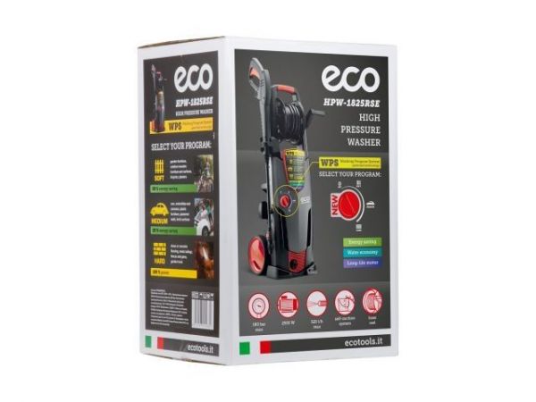 Очиститель высокого давления ECO HPW-1825RSE(2.50 кВт, 180 бар, 520 л/ч, режимы Soft / Medium / Hard; самовсасывание; барабан д/шланга с подключ.)