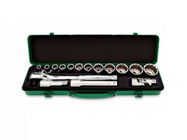 Набор головок 1/2' 8-32мм 16предм. 12гр. метал.кейс TOPTUL