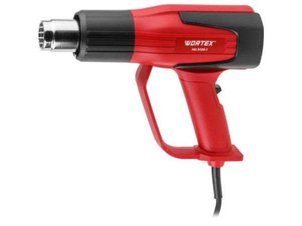 Термовоздуходувка WORTEX HG 6120-1 в чем. + набор сопл 2000 Вт, 2 режима, 60-600 °С, LCD(Плавная рег., 2 режима: 60°С, 300-500 л/мин, 60-600°С, 300-500 л/мин., холодный обдув)
