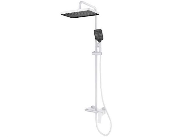 Душевая система (Lt) D35, серия Lily белый, a-five(На стену, Излив потайной в корпусе, Троп. душ: вынос 405 мм, размеры 300х200 мм.))