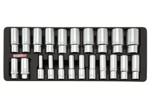 Набор-сет головок 1/2' удлин. 8-32мм 22шт. 434х176мм TOPTUL