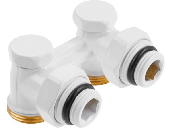 Клапан угловой вентильный 3/4' нар. для радиатора (мультифлекс), Белый, AV Engineering (инд. упак.)(Return and feed)