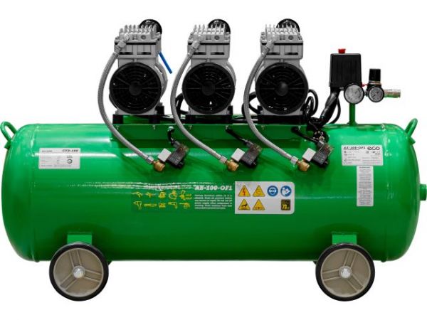 Компрессор ECO AE-100-OF1 безмасляный(420 л/мин, 8 атм, коаксиальный, безмасляный, ресив. 100 л, 230 В, 2,4 кВт)