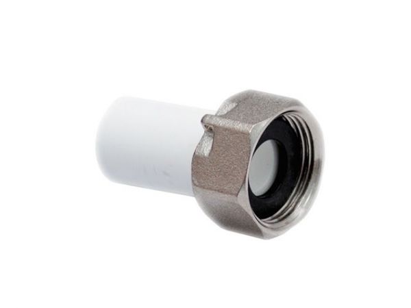 Штуцер ПП для присоединения счетчика воды 20х3/4', бел. РТП
