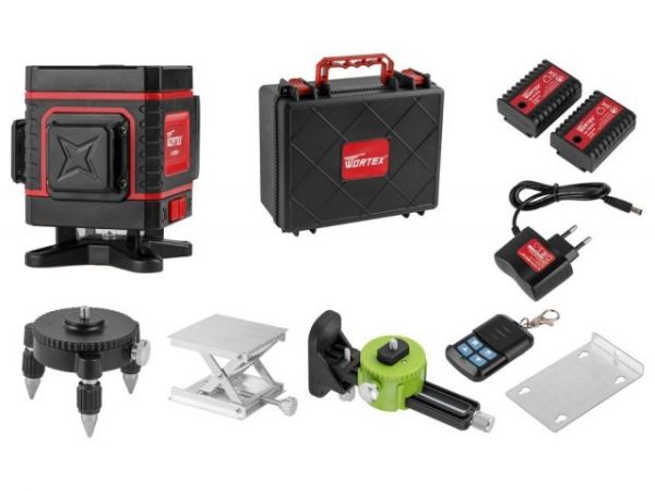 Нивелир лазерный WORTEX LL 0330-1 в чем. + аксессуары 3х360°, до 25 м, +/- 0.3 мм/м, зеленый(резьба 1/4')