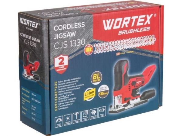 Лобзик WORTEX CJS 1330 в кор. ALL1 XLT SOLO БЕСЩЁТ, 18В, 800 - 3800 ход/мин, пропил до 135 мм